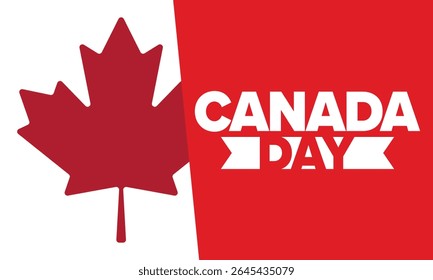Happy Canada Day. National holiday, celebrated annual in July 1. Canadian flag. Maple leaf. Patriotic symbol and elements. Poster, card, banner and background. Vector illustration