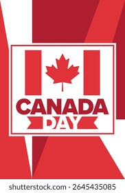 Happy Canada Day. National holiday, celebrated annual in July 1. Canadian flag. Maple leaf. Patriotic symbol and elements. Poster, card, banner and background. Vector illustration