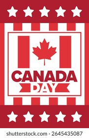 Happy Canada Day. National holiday, celebrated annual in July 1. Canadian flag. Maple leaf. Patriotic symbol and elements. Poster, card, banner and background. Vector illustration