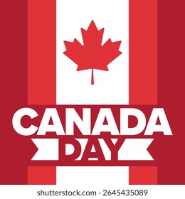 Happy Canada Day. National holiday, celebrated annual in July 1. Canadian flag. Maple leaf. Patriotic symbol and elements. Poster, card, banner and background. Vector illustration