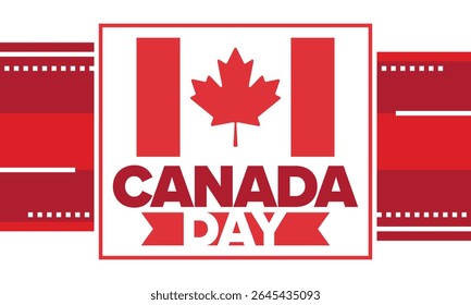 Happy Canada Day. National holiday, celebrated annual in July 1. Canadian flag. Maple leaf. Patriotic symbol and elements. Poster, card, banner and background. Vector illustration