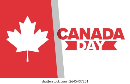 Happy Canada Day. National holiday, celebrated annual in July 1. Canadian flag. Maple leaf. Patriotic symbol and elements. Poster, card, banner and background. Vector illustration