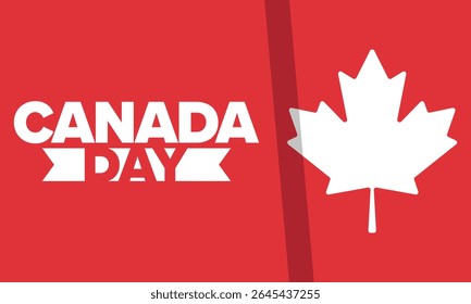 Happy Canada Day. National holiday, celebrated annual in July 1. Canadian flag. Maple leaf. Patriotic symbol and elements. Poster, card, banner and background. Vector illustration