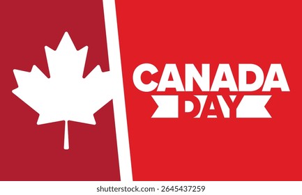 Happy Canada Day. National holiday, celebrated annual in July 1. Canadian flag. Maple leaf. Patriotic symbol and elements. Poster, card, banner and background. Vector illustration