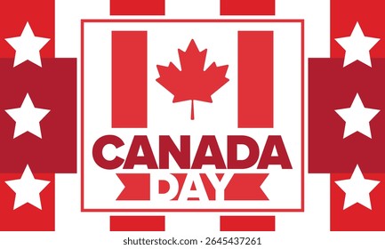 Happy Canada Day. National holiday, celebrated annual in July 1. Canadian flag. Maple leaf. Patriotic symbol and elements. Poster, card, banner and background. Vector illustration