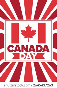 Happy Canada Day. National holiday, celebrated annual in July 1. Canadian flag. Maple leaf. Patriotic symbol and elements. Poster, card, banner and background. Vector illustration