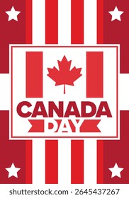Happy Canada Day. National holiday, celebrated annual in July 1. Canadian flag. Maple leaf. Patriotic symbol and elements. Poster, card, banner and background. Vector illustration