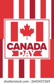 Happy Canada Day. National holiday, celebrated annual in July 1. Canadian flag. Maple leaf. Patriotic symbol and elements. Poster, card, banner and background. Vector illustration