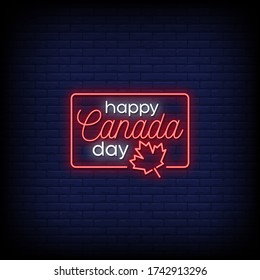 Happy Canada Day Neon Signs Style Text vector