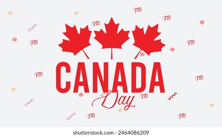 Happy Canada Day observed every year in July. Template for background, banner, card, poster with text inscription.