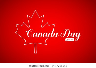 Happy Canada day on red background. 1st July celebration header banner design with maple leaf. Vector illustration