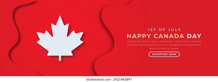 Happy Canada Day Paper cut style Vector Design Illustration for Background, Poster, Banner, Advertising, Greeting Card