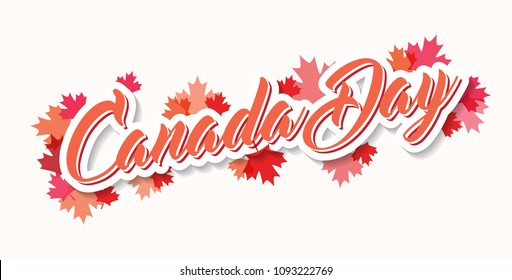 Happy Canada Day poster. 1st July. Vector illustration greeting card. Canada Maple leaves on white background. illustration