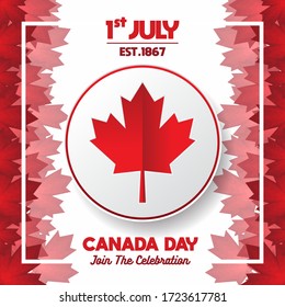 Happy Canada Day poster. 1st july. Vector illustration