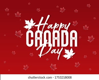 Happy Canada Day poster. 1st july. Vector illustration greeting card. Canada Maple leaves on white and red background