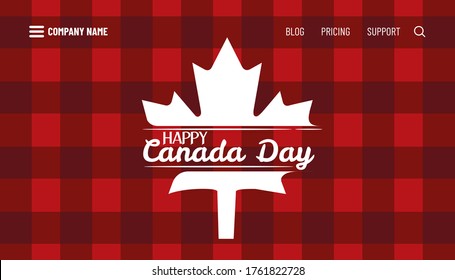Happy Canada Day poster. 1st july. Vector illustration landing page. Canada Maple leaves background.