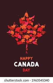 Happy Canada Day poster. 1st july. Vector illustration greeting card. Canada Maple leaves on white background