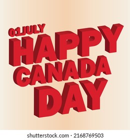Happy Canada day poster or banner template gift box on background. Greetings and presents for Canada day in flat lay styling. Promotion and shopping template for love Canada day