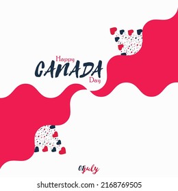 Happy Canada day poster or banner template gift box on background. Greetings and presents for Canada day in flat lay styling. Promotion and shopping template for love Canada day