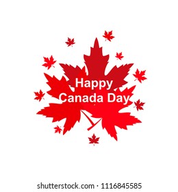 Happy Canada Day poster. Canadian flag vector illustration greeting card. Canada Red Maple leaf on white background. 1st july. 