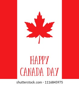 Happy Canada Day poster. Canadian flag vector illustration greeting card. Canada Red Maple leaf on white background. 1st july. 