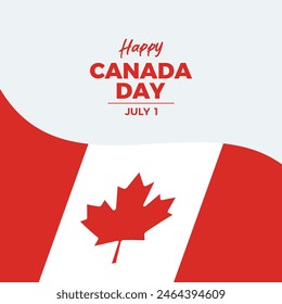 Happy Canada Day poster with Canadian flag vector illustration. Canadian flag frame vector. Waving Flag of Canada symbol. Template for background, banner, card. July 1 every year. Important day