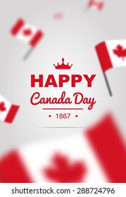 Happy Canada Day poster with flag. Bright vector for 1st of July.