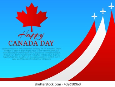 Happy Canada Day poster. Canada independence day. Three planes with traces. National Canada Day. Vector, eps 10.