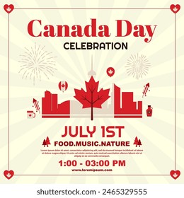 Happy Canada Day Poster with Retro Style. vector illustration