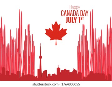 Happy Canada Day poster. Vector illustration greeting card. Canada Maple leaves on white background. red paper cut canada maple leaf. 1st of July celebration background