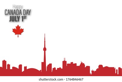 Happy Canada Day poster. Vector illustration greeting card. Canada Maple leaves on white background. red paper cut canada maple leaf. 1st of July celebration background