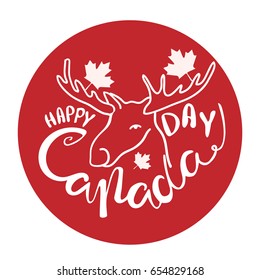 Happy Canada Day poster. Vector illustration greeting card with hand drawn calligraphy lettering