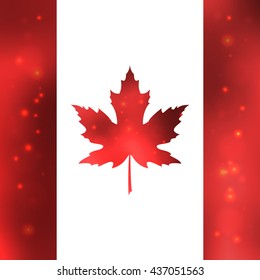 Happy Canada Day red silk leaves in shape of Canadian Flag on white background. Vector illustration.