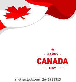 Happy Canada Day social media post greeting template with Canadian flag element