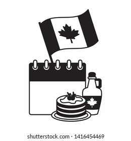 happy canada day syrup pancakes calendar flag vector illustration  