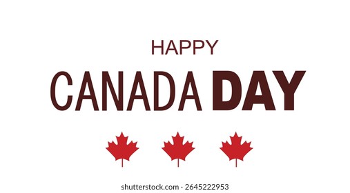 Happy Canada Day text with maple leaves