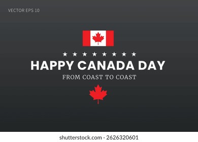 Happy Canada Day Typography in Arch with Stars and Coast to Coast Quote