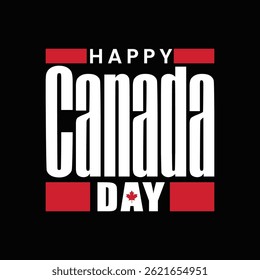 Happy Canada Day typography banner, poster, template design with red color maple leaf. Editable Modern text sticker, label, tag to celebrate Canada Day on 1st of July. Vector illustration. - Powered by Shutterstock - Get 15% off with code: PIKWIZARD15