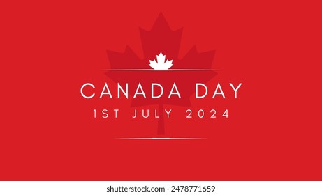 Happy Canada Day Typography with Canadian Flag on Background. happy Canada day celebrate on 1st July. maple leaf. 