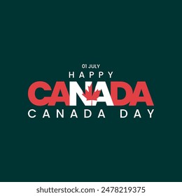 Happy Canada day, happy Canada typography, maple leaf, 01 July, Eps file