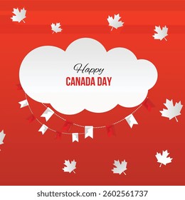 Happy Canada Day, vector banner, red and white colors