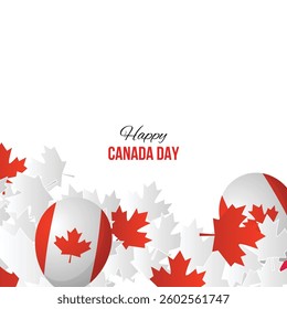 Happy Canada Day, vector banner, red and white colors