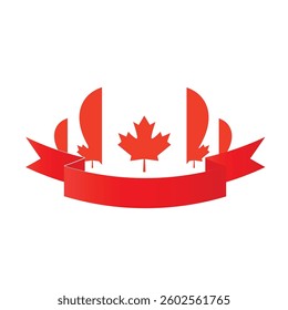 Happy Canada Day, vector banner, red and white colors