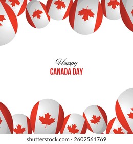 Happy Canada Day, vector banner, red and white colors