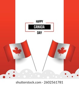 Happy Canada Day, vector banner, red and white colors