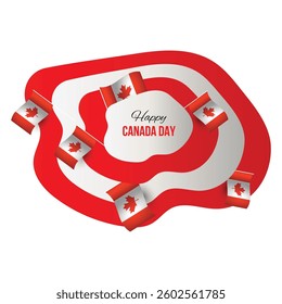Happy Canada Day, vector banner, red and white colors