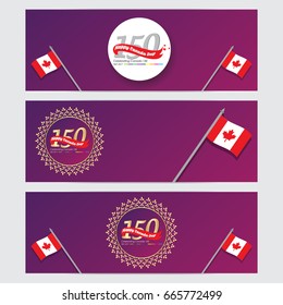 Happy canada day vector greetings illustration for banners and backgrounds. 150 years of canadian independence day creative typography text effects. 