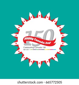 Happy Canada day vector greetings illustration for banners and backgrounds. 150 years of Canadian independence day creative typography text effects. 