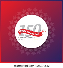 Happy canada day vector greetings illustration for banners and backgrounds. 150 years of canadian independence day creative typography text effects. 