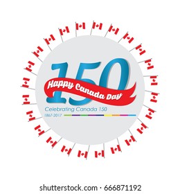 Happy canada day vector greetings illustration for banners and backgrounds. 150 years of canadian independence day creative typography text effects.